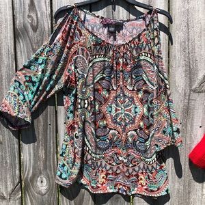 Cold Shoulder Colorful Top